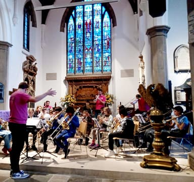 Brass players rehearsing as part of Big Up Brass project